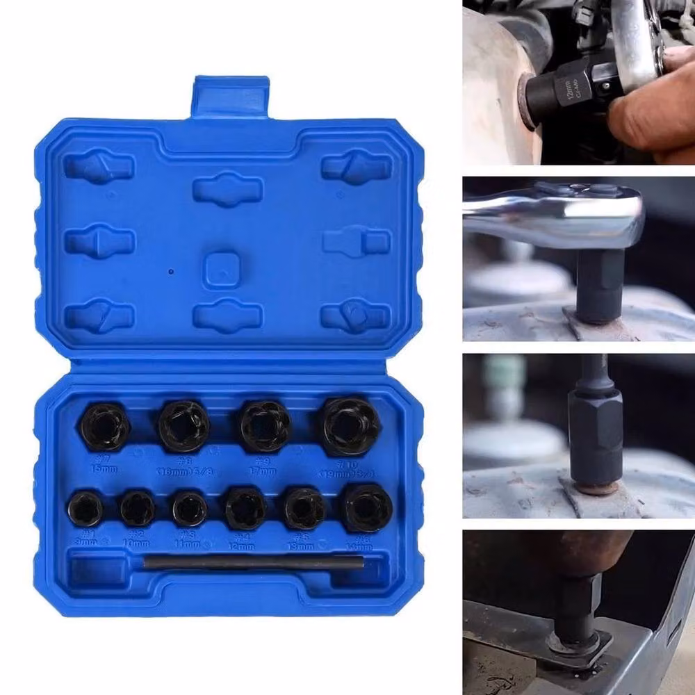 NESTLUNE 11-Piece Damaged and Worn Lug Nut Extractor Set, Black – 2