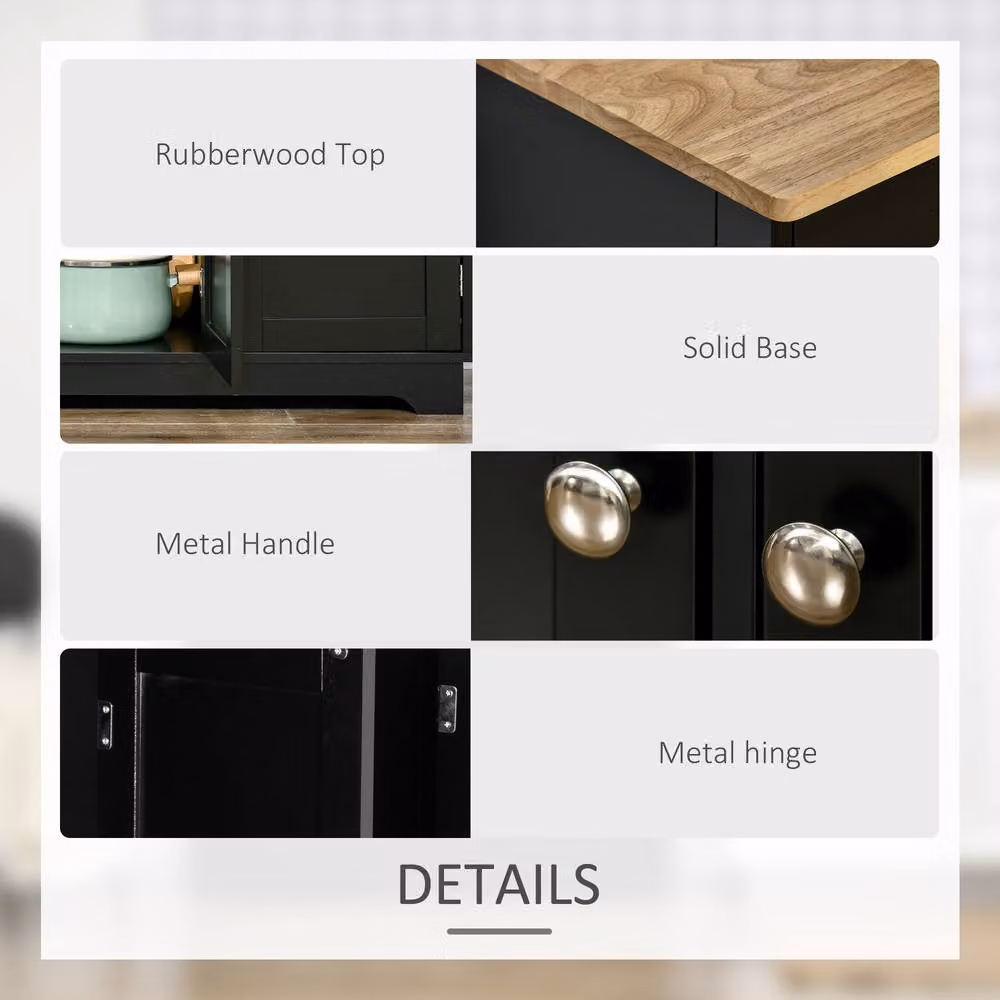 STILVORA Black Matt Sideboard with Adjustable Shelves and Drawers – 6