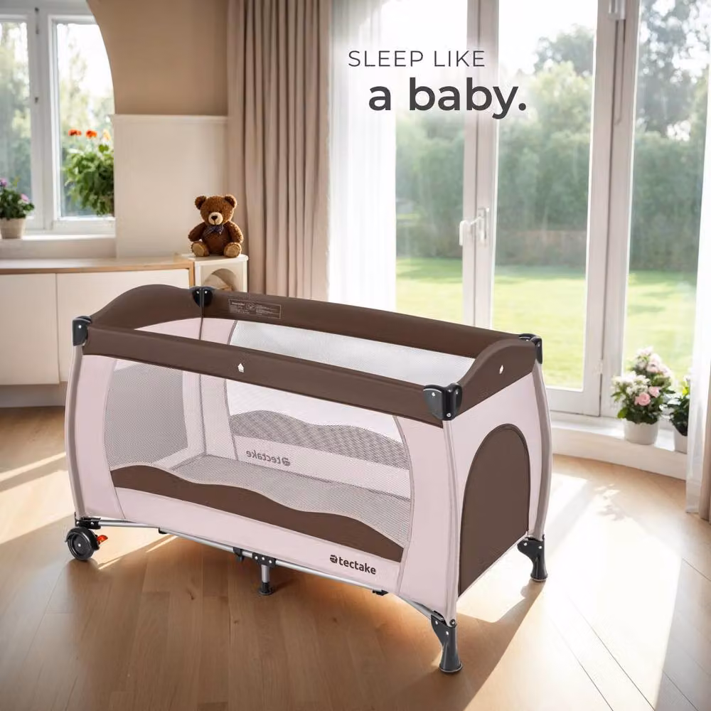 tectake Travel Cot in Brown, Large – 6