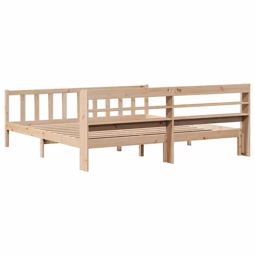 Berkfield Home Solid Wood Pine Bed Frame in Brown, W/D/H: 200 x 200 cm – 2