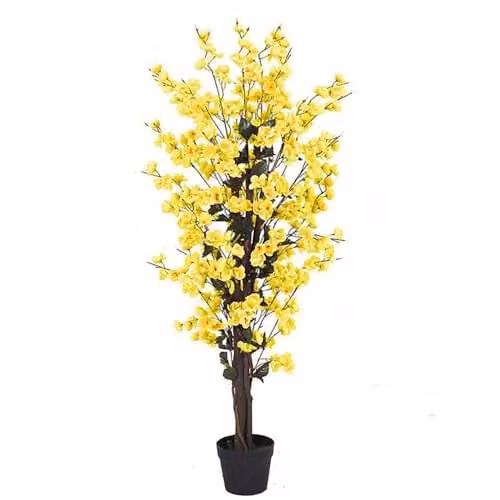 Leaf Design UK Yellow Artificial Blossom Tree, Height: 120 cm, Width: 40 cm, Depth: 40 cm – 1