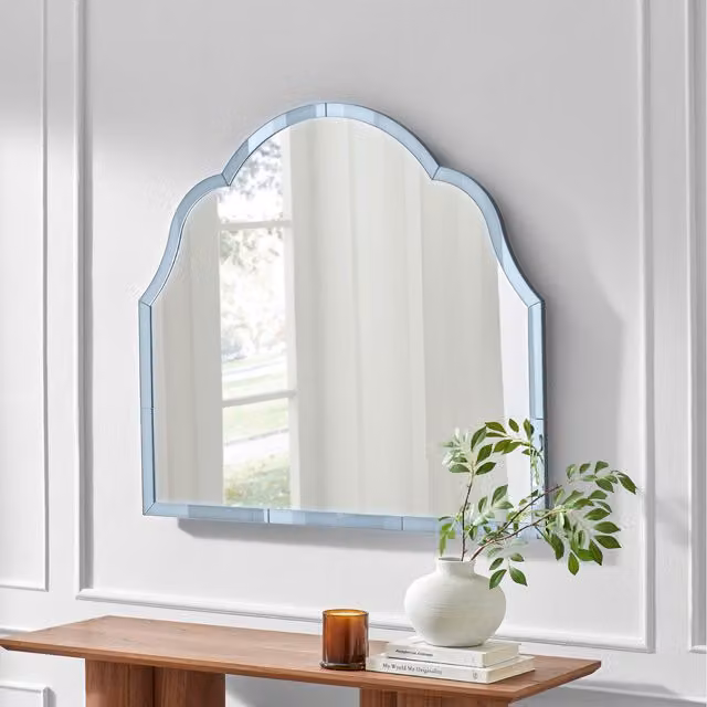 FurnitureboxUK Opaline Blue Ornate Large Arch Wall Mirror