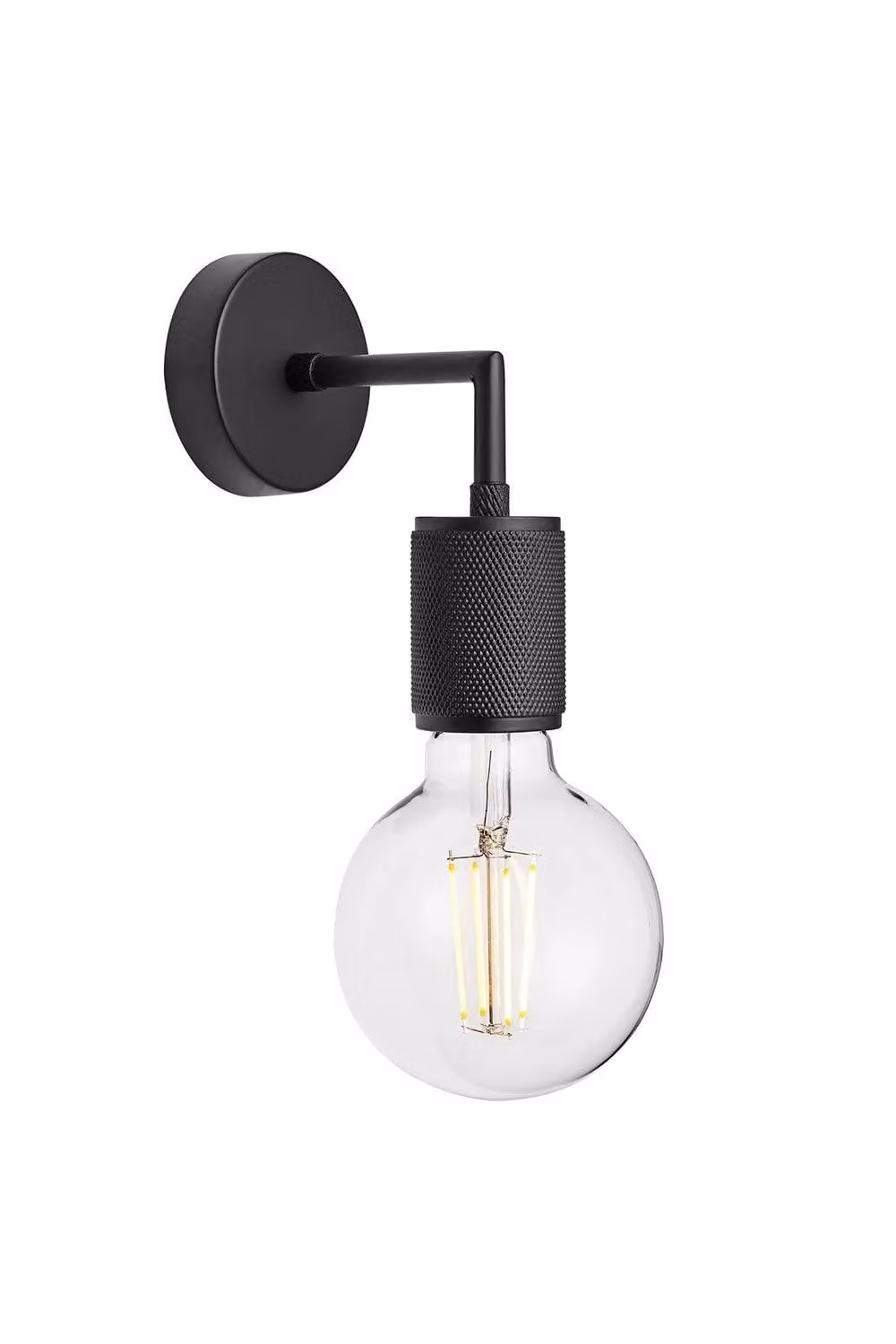 Industville Knurled Edison Industrial Wall Light in Black