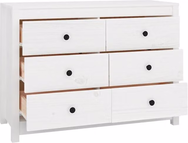 Berkfield Home White Solid Wood Pine Side Cabinet W/D/H: 100 x 40 x 72 cm