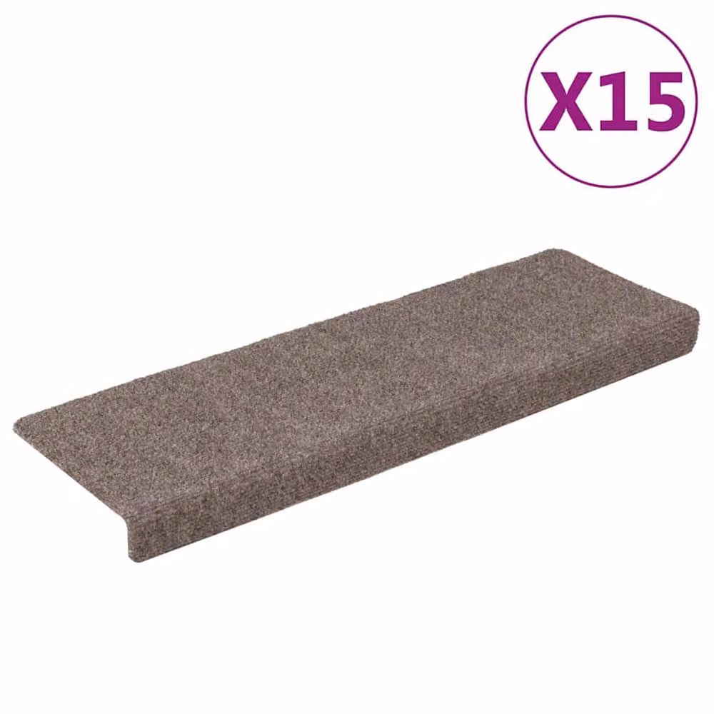 Berkfield Home Needle Punch Stair Mats, 15 Piece Set, Beige, W: 65 cm, D: 21 cm, H: 4 cm – 2
