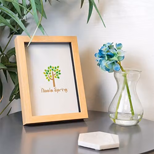 Nicola Spring Minimalist Rectangular 3D Shadow Box Photo Frame, Set of 2, Beige and Brown, A5, W/D/H: 23.5 x 15.24 x 3.5 cm – 2