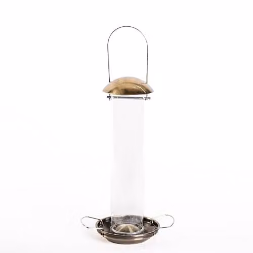 Happy Beaks Supreme Bird Feeder Collection in Antique Brass Zinc Alloy Metal, Set of 3 Hanging Garden Feeders for Seed, Peanut and Mealworm – 1