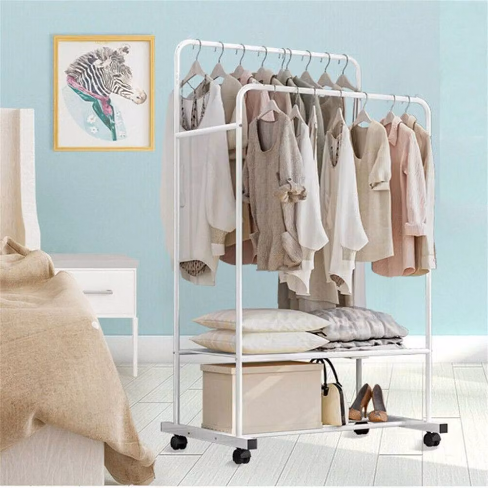 Kelvenix Heavy Duty Metal Garment Hanging Rack with 4 Wheels in White – 2