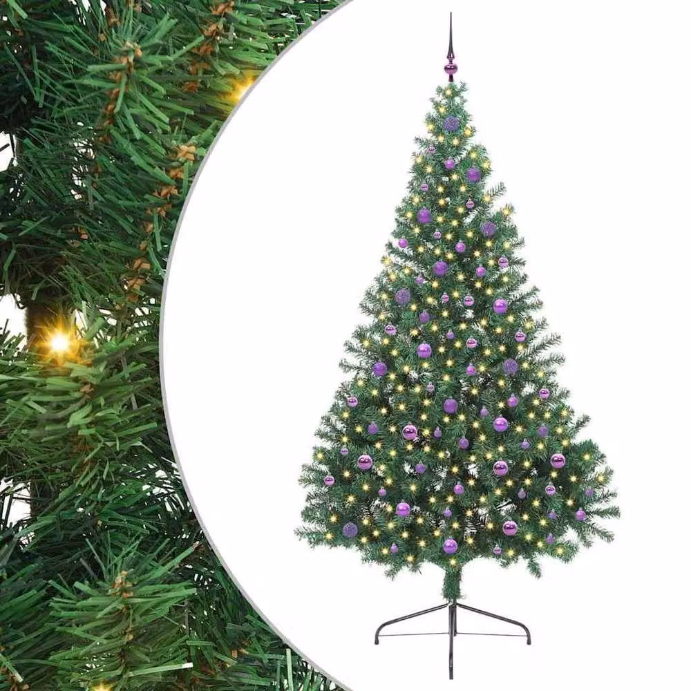 Berkfield Home Beautiful Artificial Pre-lit Christmas Tree in Green, Height: 240 cm – 3
