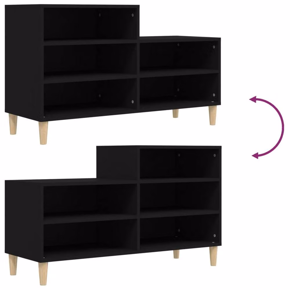 Berkfield Home Black Modern Shoe Cabinet with Integrated Seat, W/D/H: 102 x 36 x 60 cm – 4