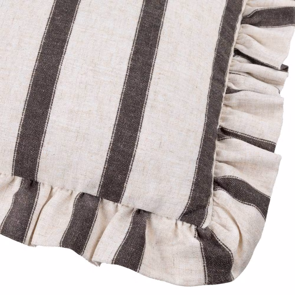 Wylder Connie Striped Ruffle Linen Cushion in Brown, W: 50 cm, H: 35 cm – 3