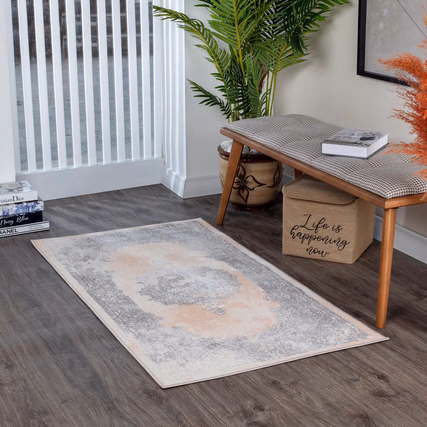 Livabliss Lustro Vintage Boho Rectangular Rug in Beige, Grey and White, W: 160 cm, D: 220 cm – 4