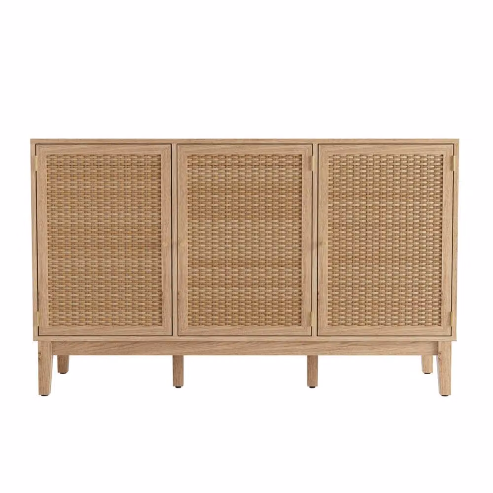 Wyld Haus Waterford Large 3-Door Sideboard in Natural Oak and Rattan – 2