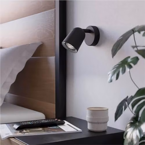Loops Black LED Ceiling Spotlight with GU10 Fitting and Glass Cylinder Design