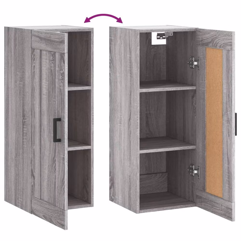 Berkfield Home Wall Mounted Cabinet in Grey, W/D/H: 34.5 x 34 x 90 cm – 3
