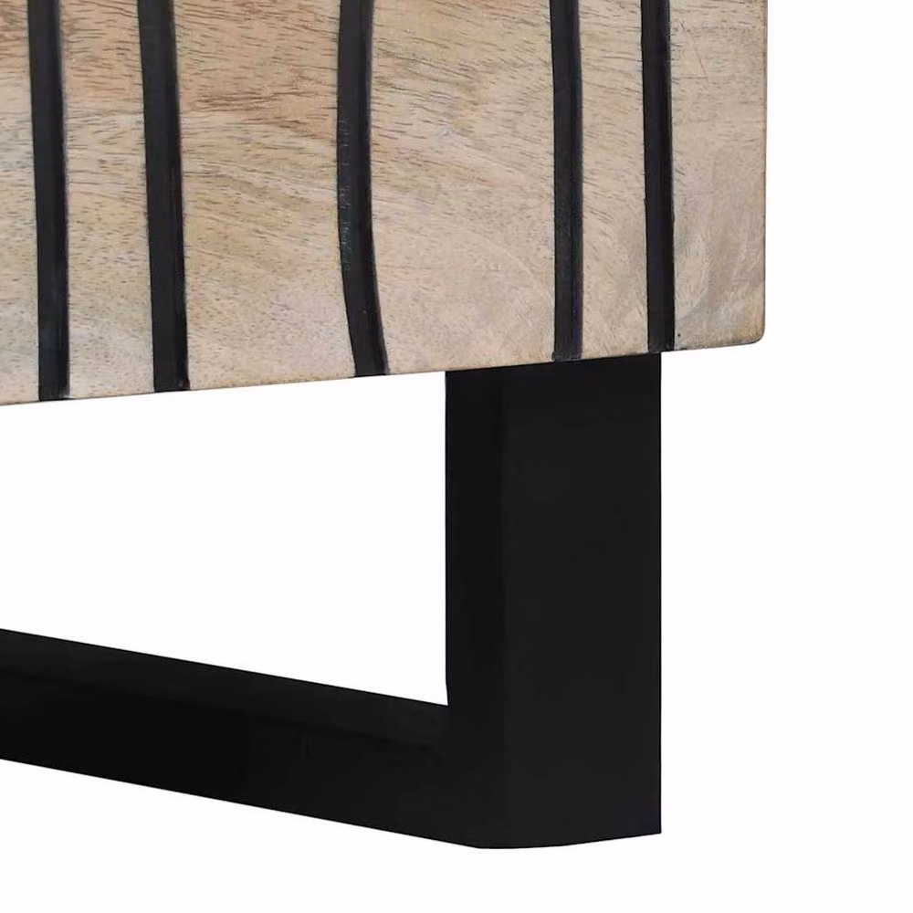 Berkfield Home Modern Bedside Table with Drawer in White, Black and Multicolour, W/D/H: 50 x 33 x 60 cm – 7