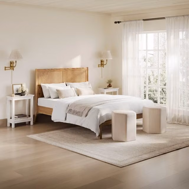LPD Home Palms Smoked King Size Solid Wood Bed in Smoke
