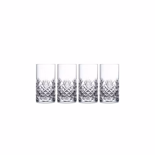 Royal Doulton Highgate Geometric Crystal Highball Tumbler Glasses, Set of 4, Transparent