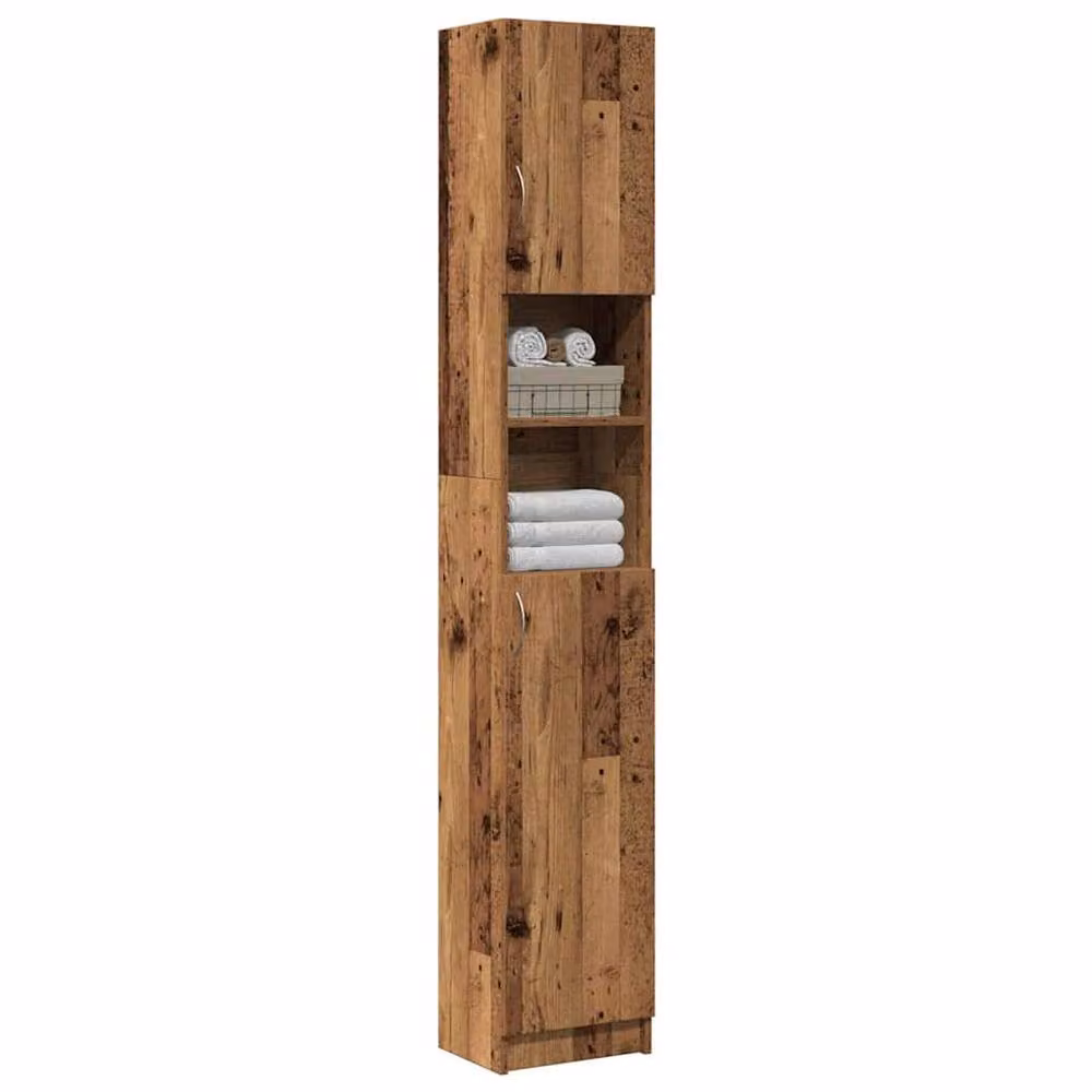 Berkfield Home Brown Rustic Bathroom Cabinet in Engineered Wood W/D/H: 32 x 25.5 x 190 cm – 2