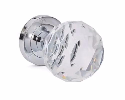 Hiatt Hardware Polished Chrome Glass Round Door Knob Set, 1 Pair – 1