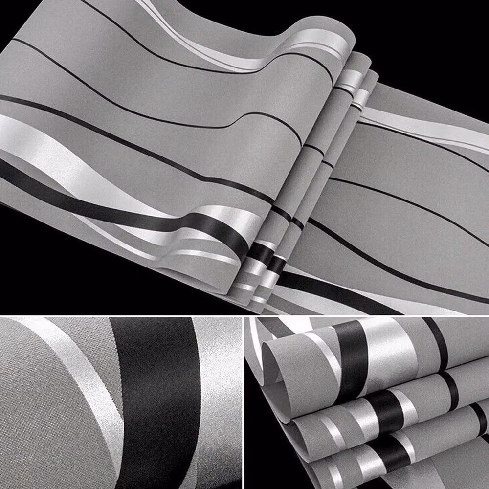 KORVIXA 3D Textured Geometric Abstract Wallpaper in Grey, Width: 100 cm – 3