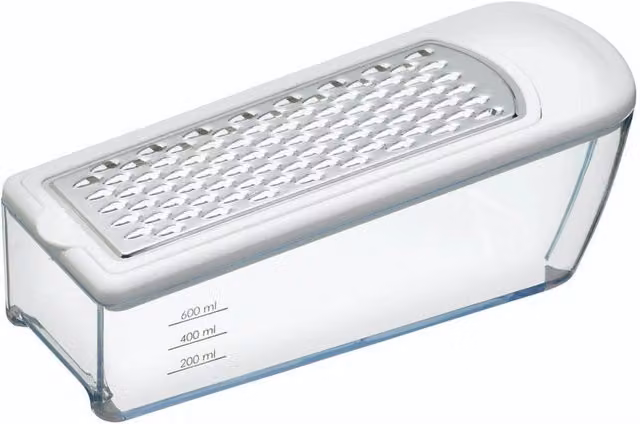 KitchenCraft Oblong Fine Grater with Graduated Acrylic Collector in White