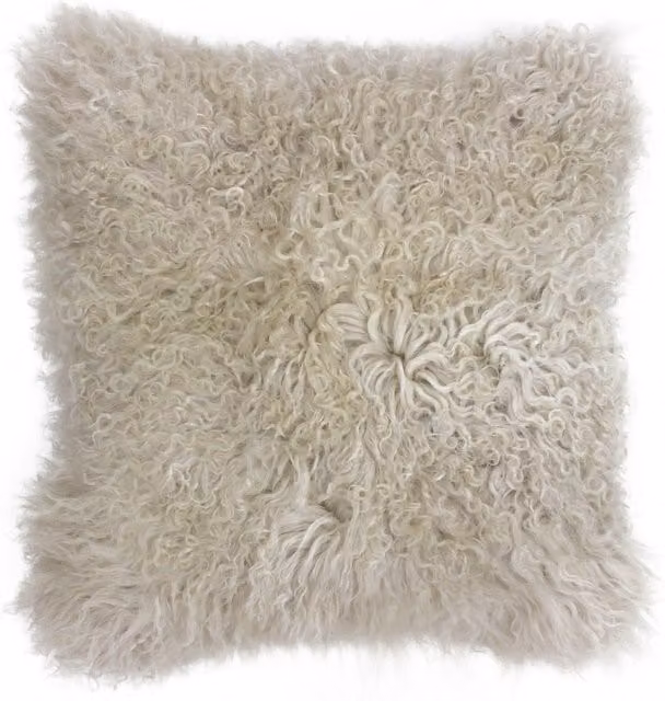 Make it a Home Mongolian Sheepskin Cushion in Oatmeal with Feather and Polyester Filling