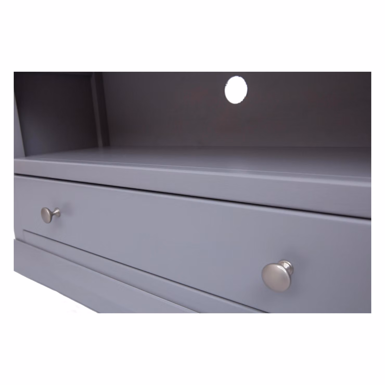 Cabinet Bits Rocca Grey 1 Drawer Ash Wood TV Cabinet with Chrome Knob – 3