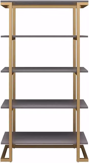 CosmoLiving Modern 5-Shelf Freestanding Metal Bookcase in Graphite Grey
