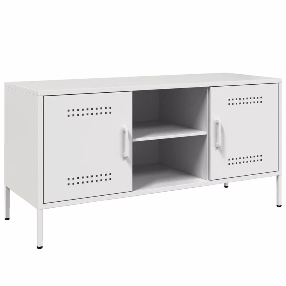 Berkfield Home White Steel TV Cabinet W/D/H: 100.5 x 39 x 50.5 cm – 3