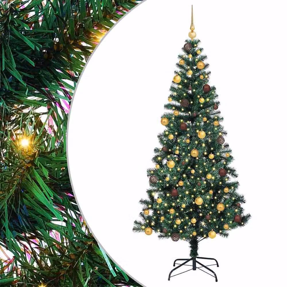 Berkfield Home Pre-lit Artificial Christmas Tree in Green, Height: 210 cm – 2