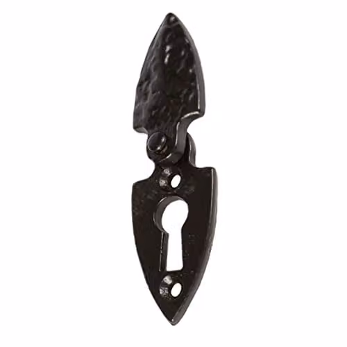 Hammer and Tongs Matt Black Iron Arrowhead Escutcheon Plate with Cover, W: 3.0 cm, H: 5.5 cm