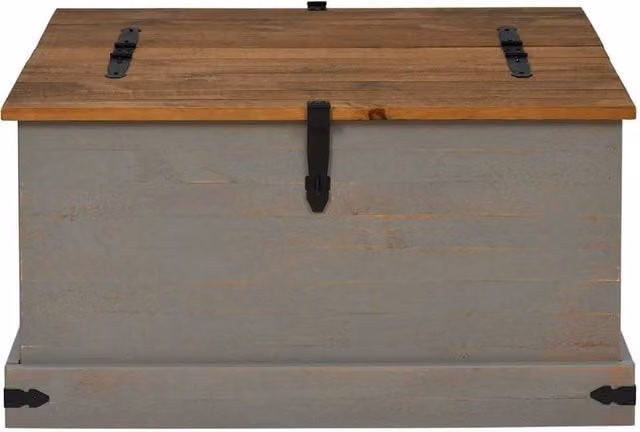 Berkfield Home HALDEN Storage Chest in Grey Solid Pine Wood W/D/H: 91 x 91 x 47 cm
