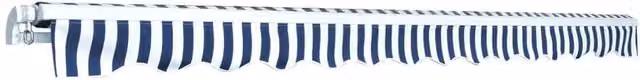 Berkfield Home Manual Operated Folding Awning in Blue and White Striped Polyester with Aluminium Frame, W: 450 cm, D: 300 cm – 1