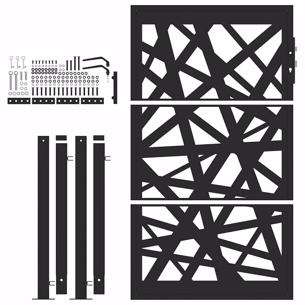 Berkfield Home Black Steel Garden Gate, W: 105 cm, H: 155 cm – 3