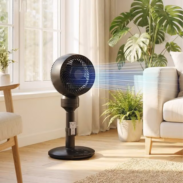 HOMCOM Black Oscillating Pedestal Air Circulator Fan with Remote Control and Timer