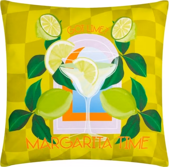 Terrys Margarita Abstract Outdoor Filled Square Cushion, Green and Orange, W/D/H: 43 x 43 x 43 cm