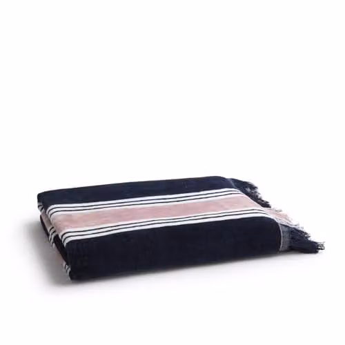 Christy College Striped Cotton Beach Towel in Navy Blue, W: 100 cm, L: 180 cm – 1