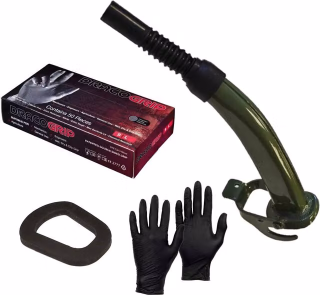 Pegdev Jerry Can Accessory Bundle with Metal Spout, Replacement Seal and Nitrile Gloves in Black – 1