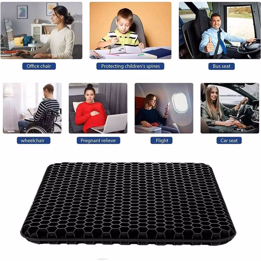 SPETLEK Honeycomb Breathable Gel Seat Cushion, Black, W: 100 cm, D: 100 cm, H: 1 cm – 2