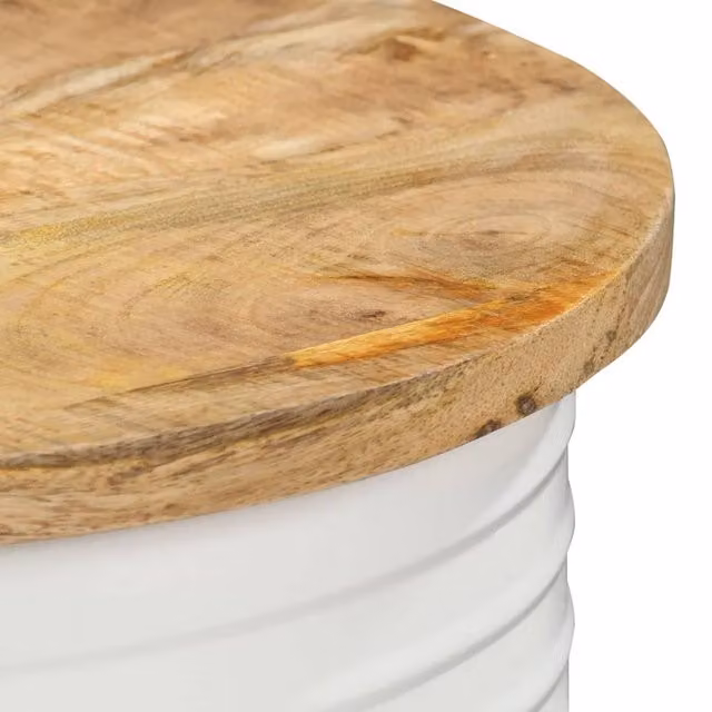 Berkfield Home Beautiful Round Coffee Table in Brown Solid Mango Wood W: 55 cm, D: 43 cm