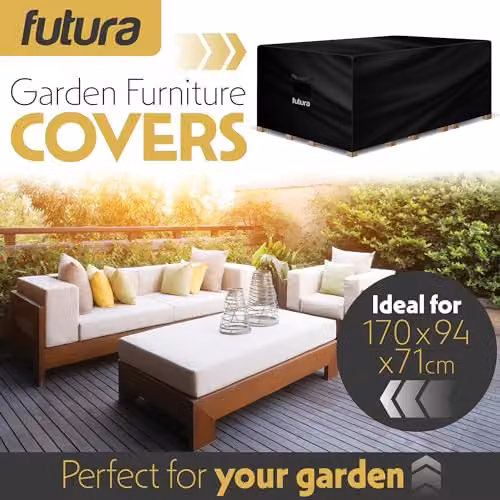 Futura Waterproof Rectangular Garden Furniture Cover in Black, 420D Oxford Fabric, W/D/H: 170 x 94 x 71 cm – 3