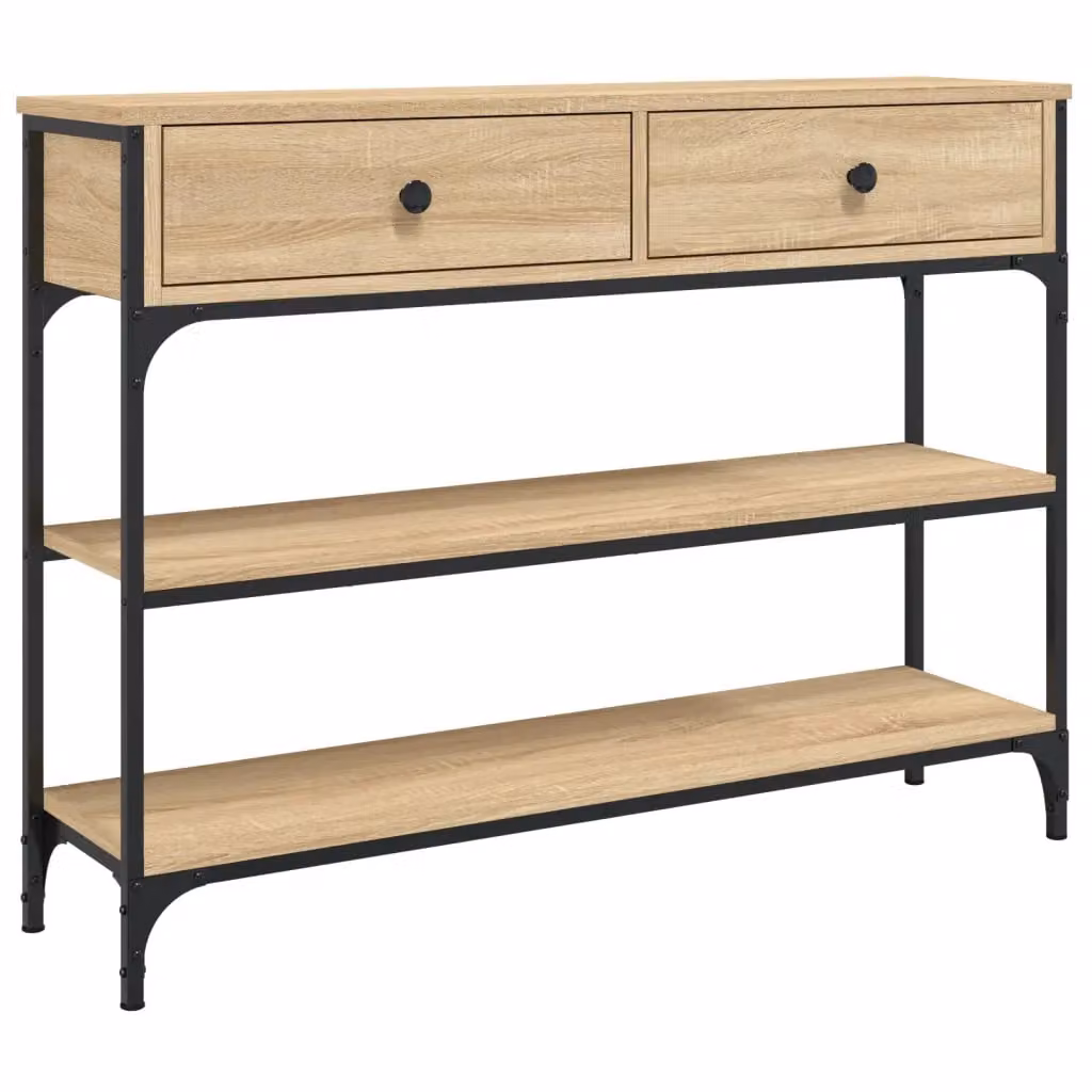 Berkfield Home Sonoma Oak Console Table in Brown, W/D/H: 100 x 25 x 75 cm – 2