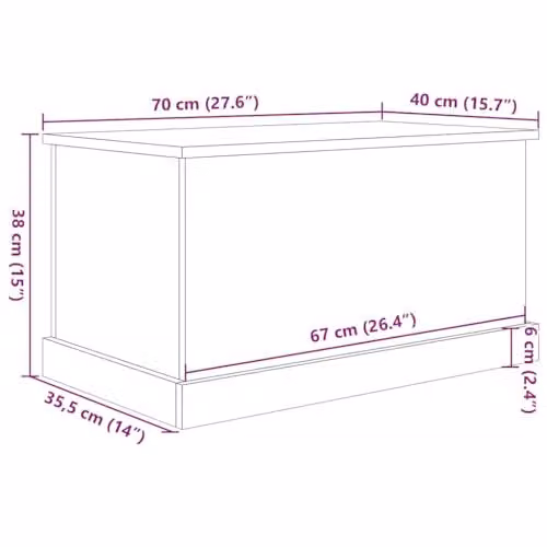 vidaXL Storage Box in Old Wood Brown, W/D/H: 70 x 40 x 38 cm – 3