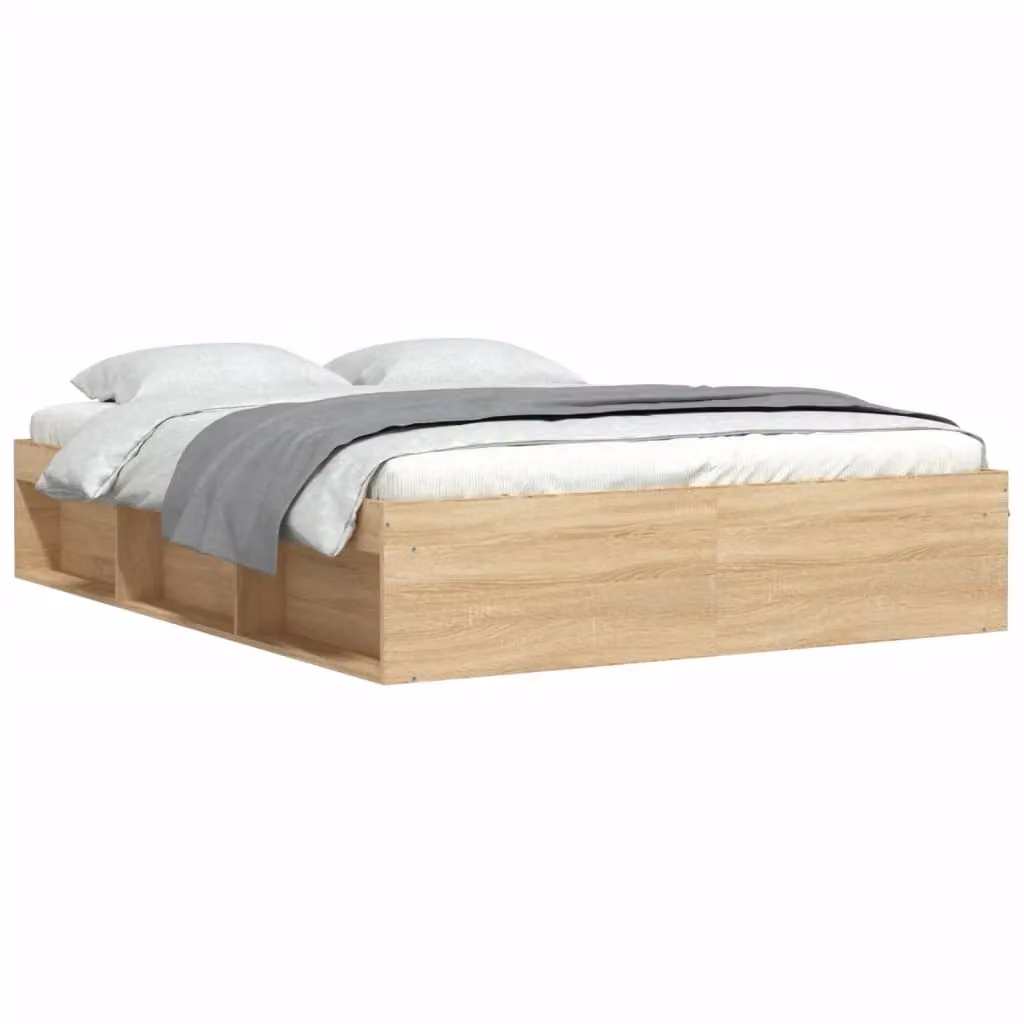 Berkfield Home Sonoma Oak Bed Frame in Brown, W/D/H: 160 x 200 cm – 2