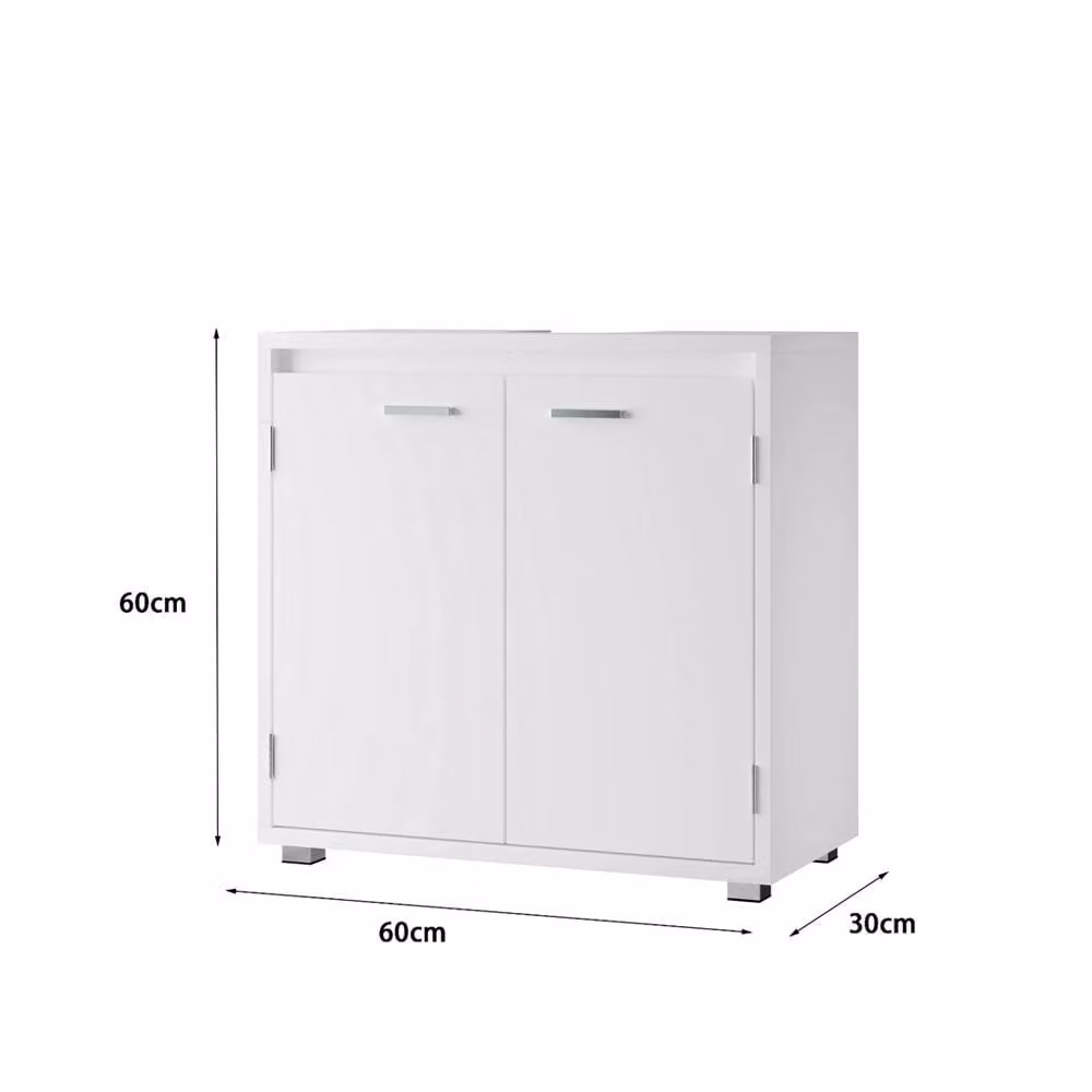 SPETLEK White Under Sink Bathroom Cabinet Basin Unit with Internal Shelves and Hinged Doors – 2