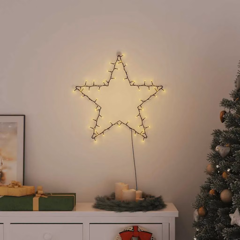 Berkfield Home Star Silhouette Christmas Lights with 80 Warm White LEDs in Black – 2