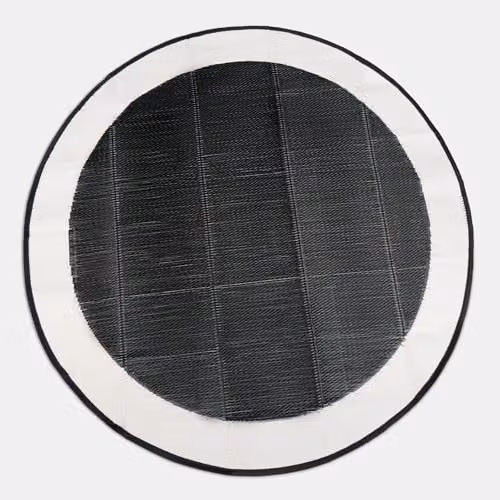 OHS Contrast Border Round Outdoor Garden Rug, Black and Multicolour, Diameter: 170 cm – 1