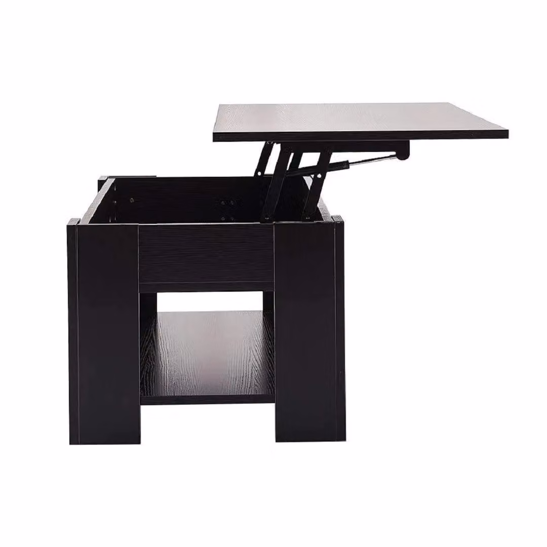 EONLION Black Wooden Lift-Top Coffee Table with Storage Ottoman Functionality – 3