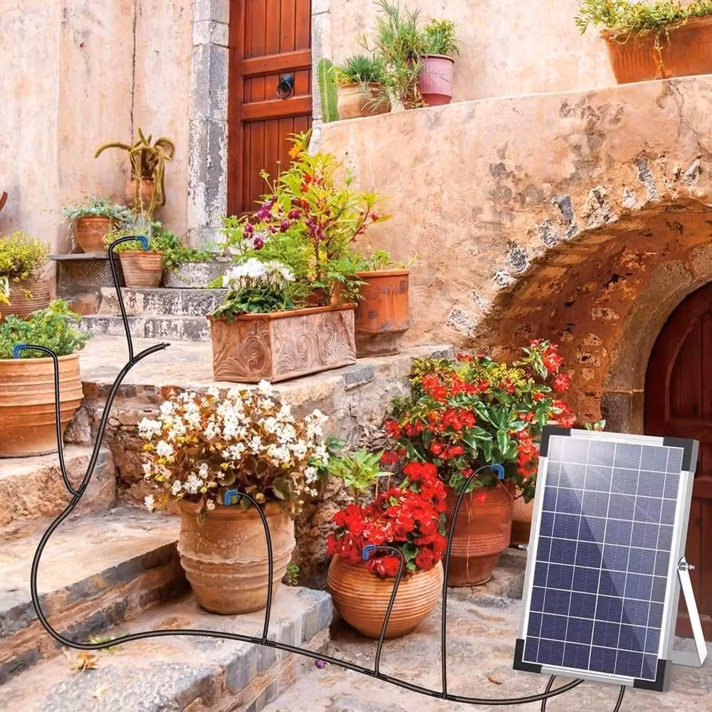 KORVIXA 5W Solar Automatic Drip Irrigation Kit with Timer, Black, W/D/H: 100 x 100 x 100 cm – 5